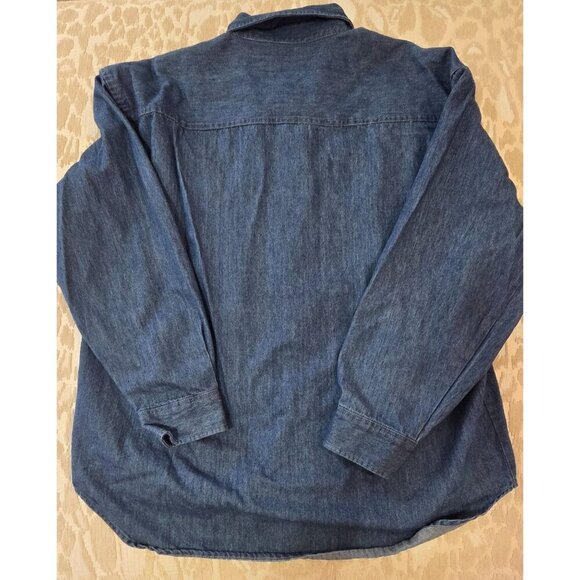 Pat O'Briens Denim Button-Up Shirt XXL 100% Cotton Long Sleeve Embroidered Logo - Picture 7 of 7